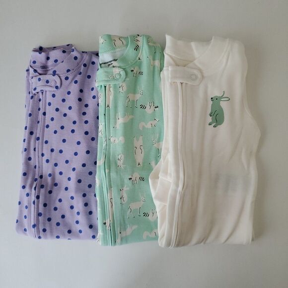 Amazon Essentials 3 One Piece Footed Pajamas Baby Girls Sleepwear 6-9 Months - Picture 7 of 7